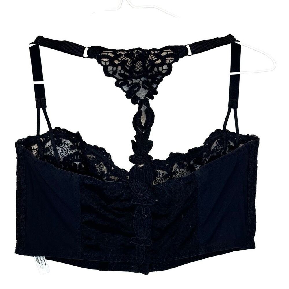 Intimately by Free People Front Closure 5 Eyelets Racerback Bra Black Size 36DD - Picture 3 of 5